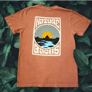 Comfort Colors Shirt Men's Small Orange Graphic Basic Tee "Nature Backs"